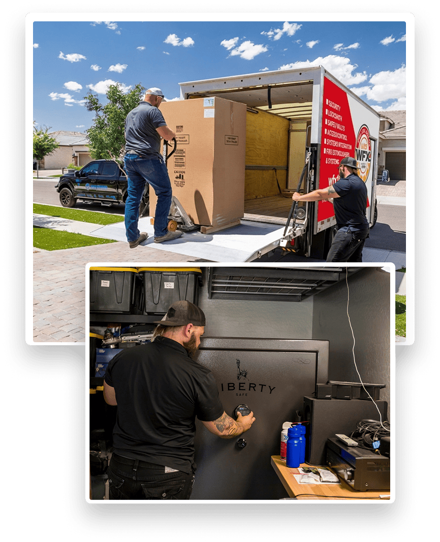 Professional Delivery & Installation Every Colonial 30 comes with our comprehensive white-glove delivery service. Our professionally trained team ensures your safe arrives safely and is properly installed in your home. We have the specialized equipment to handle safes from 300 to 2,000 lbs safely and discreetly. White Glove Delivery Scheduled delivery with professional handling from our experienced team. We protect your home and property throughout the entire process. Precision Safe Placement We'll position your Colonial 30 exactly where you want it, whether it's in a basement, closet, or dedicated safe room. Bolt-Down Service Professional anchoring service included to secure your safe to the floor, adding an extra layer of theft protection. Delivery & Installation Notice Delivery and installation services are not included in the base cost of the safe. Final pricing is determined after consultation and depends on factors such as location (e.g., first floor, upper floors, basement), number of steps, and the size and weight of the safe. Request Estimate for Colonial 30 Request Estimate for Colonial 30 Professional Delivery & Installation Every Colonial 30 comes with our comprehensive white-glove delivery service. Our professionally trained team ensures your safe arrives safely and is properly installed in your home. We have the specialized equipment to handle safes from 300 to 2,000 lbs safely and discreetly. White Glove Delivery Scheduled delivery with professional handling from our experienced team. We protect your home and property throughout the entire process. Precision Safe Placement We'll position your Colonial 30 exactly where you want it, whether it's in a basement, closet, or dedicated safe room. Bolt-Down Service Professional anchoring service included to secure your safe to the floor, adding an extra layer of theft protection. Delivery & Installation Notice Delivery and installation services are not included in the base cost of the safe. Final pricing is determined after consultation and depends on factors such as location (e.g., first floor, upper floors, basement), number of steps, and the size and weight of the safe. Request Estimate for Colonial 30 Request Estimate for Colonial 30